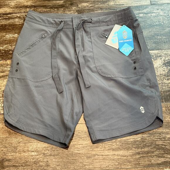 Free Country Shorts Womens Medium Grey Swim Trunks Boardshorts UPF Quick Dry NEW - Picture 2 of 16